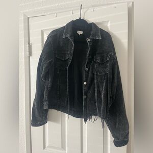 POL corduroy black fringed jacket